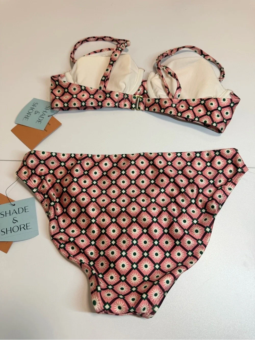 Shade & Shore Pink Geometric Underwire Bikini Set